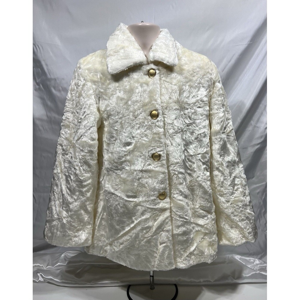 Pacific Rose‎ Cream Faux Fur with Buttons Women's Jacket Small